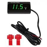 YIXISI DC 12V Wasserdichtes Auto Voltmeter mit LED Digital Anzeige, Spannungsmessgerät mit Klemmen, Mini LED Spannungsprüfer für Boot Fahrzeug Motorrad LKW ATV UTV, Grün