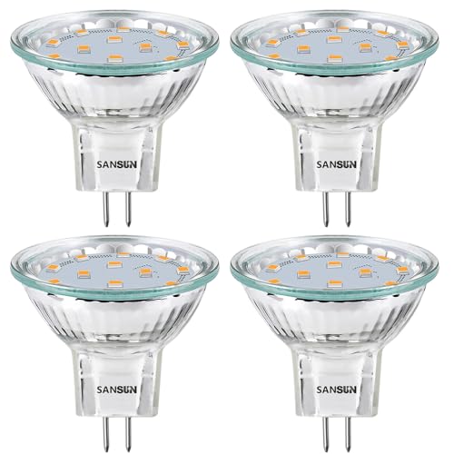 LED-Leuchtmittel, 2,4 W, MR11, 12 V, 20 W, Halogen-Ersatz, GU4, Bi-Pin-Sockel, weiches Weiß, 3000 K, nicht dimmbar, 4 Stück