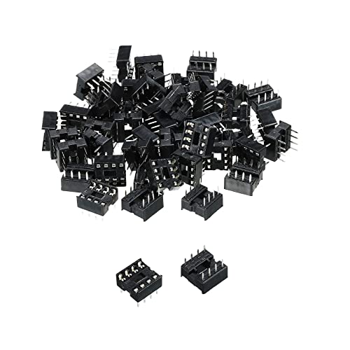 sourcing map DIP IC Chip Sockel Adapter Flach Pin 8P 2.54mm Pitch IC Sockel für PCB Board Chip, 50 Pack