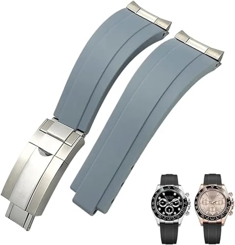 INFRI Gummi-Armband mit kurzer Schnalle, 20 mm, 21 mm, passend für Rolex Daytona Submariner Role Oysterflex Yacht Master, kleines Handgelenk, Silikon, 21 mm, Achat