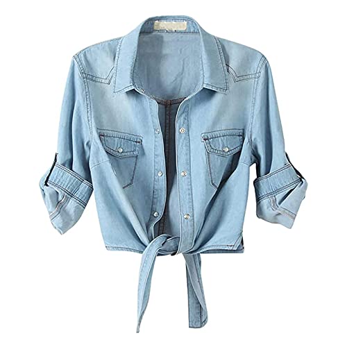 Jeansjacke Damen Hellblau: Bolerojacke Damen Festlich FüR Kleid Schulterjacke 3/4 Arm Jacke Tailliert Stretch Jeansjacken Oversize Jeanshemd Mit KnöPfe Sommerjacke FrüHjahr Sommer üBergangsjacke