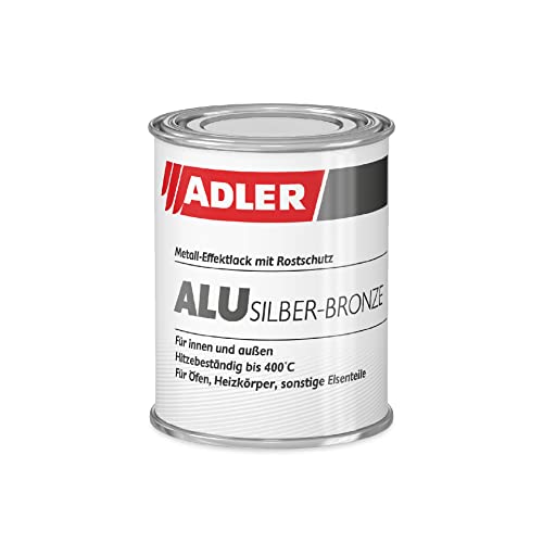 ADLER Alu-Silber-Bronze 125 ml, Einbrennlack für Ofen und Offenrohr, hitzebeständig bis 400 °C, silberglänzend