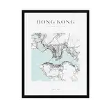 GP TONER Bilder Hongkong Poster Geometrische Stil Wanddekoration Moderne Wandkunst Poster Design 30x40 cm schwarzer Rahmen