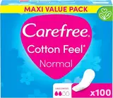 Carefree Slipeinlagen Cotton Feel Normal ohne Duft, 100% atmungsaktiv, verleihen ein Gefühl von Komfort, Trockenheit und Frische, Größe Normal, Vorratspack (100 Stück)