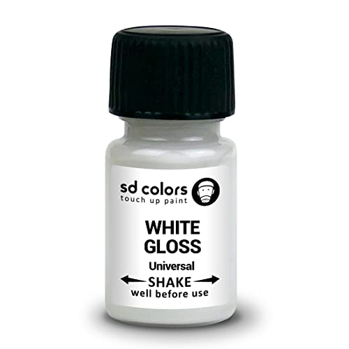 SD COLORS Ausbesserungslack, universell, Lackstift glänzend, Weiß, 15 ml, für kleine Reparaturen, Metall, Holz, Kunststoff, Fenster, Rahmen, Türen, Tore