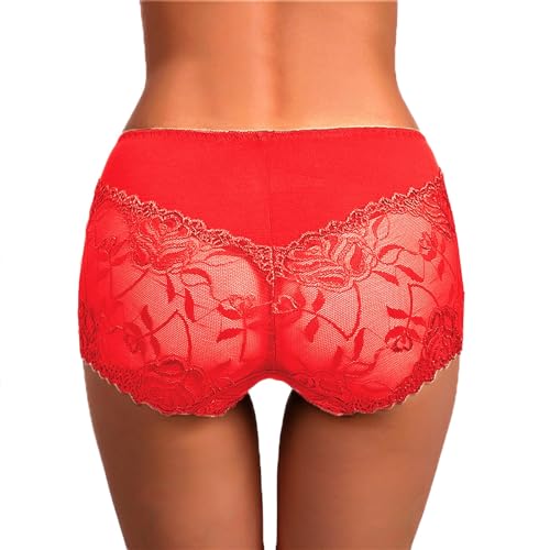 Unterwäsche Unterwäsche G String Tangas Dessous Für Frauen Bikini Kurze Unterwäsche Höschen Für Frauen Unterwäsche Damen Boxershorts (Red, XL)