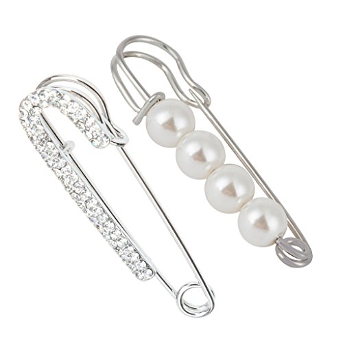 2 Große Sicherheitsnadeln Brosche Frauen Silber Schmuck