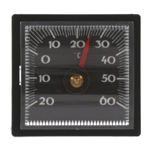 Lantelme Autothermometer selbstklebend und kabellos Analoges Bimetall-Temperaturmesser für Innenraum Geeignet für Auto, LKW, Wohnwagen und KFZ Eckiges Thermometer in Schwarz