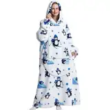 Super Warm and Cozy Wearable Blanket Hoodie,Halloween Blanket Hoodie,The Comfy Blanket Hoodie Women (A)