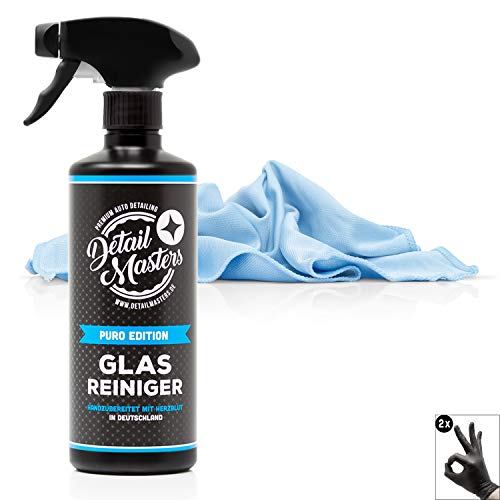 detailmate Autopflege Set - DetailMasters -Glasreinigung Set- Glasreinger 500ml + Microfiber Monkey Microfaser Waffeltuch für die Scheibenreinigung