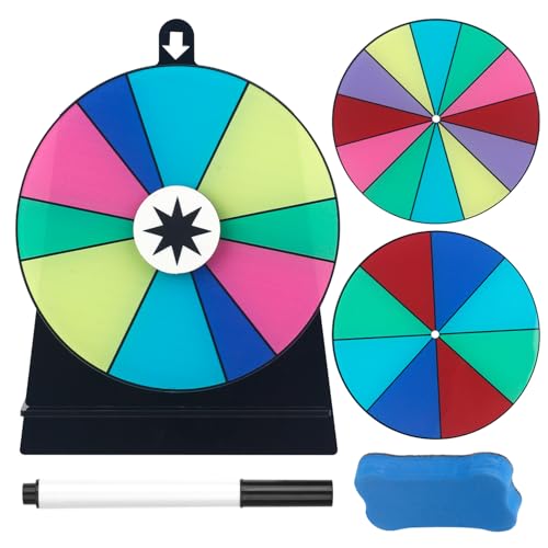 6 Inch Glücksrad Zum Drehen, Glücksrad Spielzeug mit Ständer, Glücksrad zum Selbstgestalten mit 3 Drehen, Abnehmbarer Glücksrad Spielzeug, Tisch-Roulette-Spinner Spinning Prize Wheel für Karneval