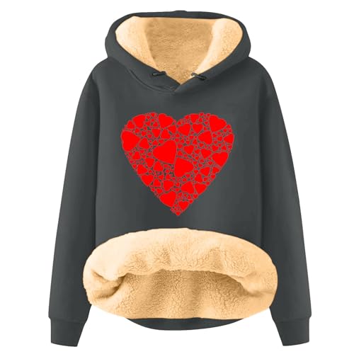 V-Ausschnitt Langarm Damen Hoodie Kapuzenpullover Für Damen Hoodie Damen Oversize Hoodie Damen Weihnachtspullover Damen Hoodies Übergangs Hoody Oberteile Womens Hoodies(Dark Gray-1,L)