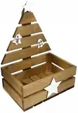 GoodFreshDecor Holzkiste Weihnachten Kiste Weihnachtsbaum Korb 30 x 20 x 40 cm Deko Holz Geschenkkorb Adventkiste Gesteck Leer Braun