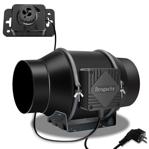 Brogachy 150mm Regelbar Rohrventilator 689m³/h, Abluftventilator 3000RPM,mit Dreiphasiger EC-Motor, für Heizung, Kühlung,Booster, Wachstumszelte, Hydrokulturen, Heimgebrauch, Belüftung.