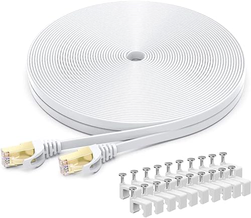 BUSOHE Cat 8 Lan Kabel 40meter, Hochgeschwindigkeits- Gigabit RJ45 LAN Netzwerkkabel, 40Gbps 2000Mhz Internet Patchkabel Kompatibel mit Router, Modem, PC, Laptop, Drucker