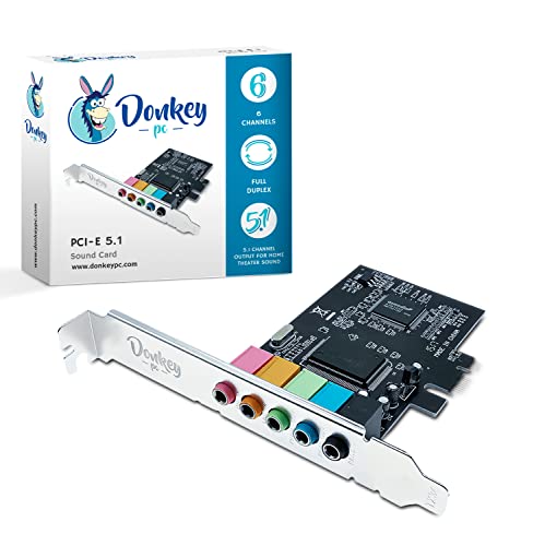 Donkey pc - PCI Express 5.1-Soundkarte mit hoher Direktklangleistung und Surround 3D-Sound. Unterstützt 6-Kanal-DAC 5.1-Surround-Ausgang für Heimkinos und Spiele.