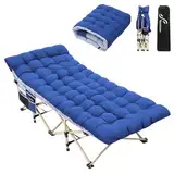 Sportneer Feldbett mit Matratze, Klappbett Breite 71cm Tragfähigkeit 204KG Gästebett Campingbett Feldbett Mit Aufbewahrungstasche für Erwachsene Outdoor Indoor Garten Camping Reisen (Blau + Blau)