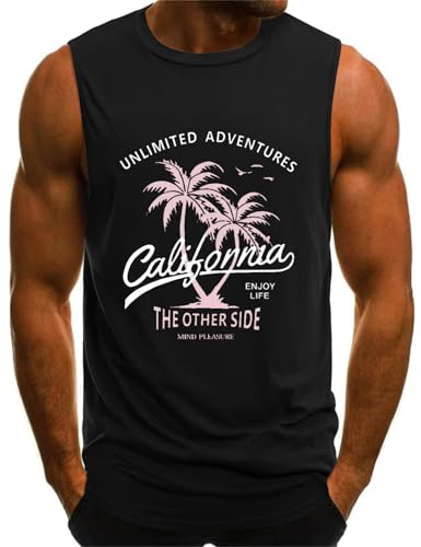 Voqeen Tank Top Herren Sommer Muskelshirts Ärmelloses Baumwolle Unterhemd Gym Sport Tanktop Trägershirts Bodybuilding Achselshirts Fitness Laufshirt für Männer
