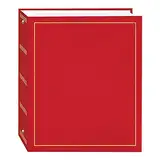 Pioneer Photo Albums Magnetisches Fotoalbum mit 3 Ringen, selbstklebend, 100 Seiten (50 Blatt), Rot, Medium