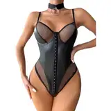 WKAYsIV Crossplay Sexy Kleid Set Damen Open Cup Lingerie Enge Dessous Dessous Schwarz Corsage Große Größen Damen Sexy Wäsche Damen Kniestrümpfe(Schwarz,M)