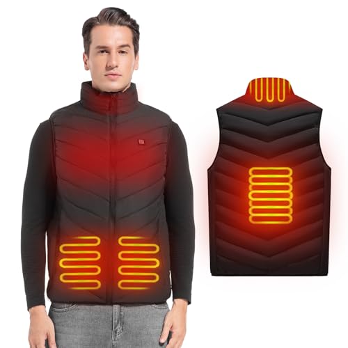 XINSONYUELL Beheizbare Weste, Heizweste für Damen Herren,Beheizbare Jacke mit 4 Zonen Heizung, 3 Einstellbar Temperatur für Winter Outdoor(Powerbank & Akku Nicht Enthalten)