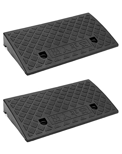 QWORK® 2 Stück Bordsteinrampen Aus Kunststoff, Auffahrrampe, Für Rollstühle, Motorräder, 49 X 27 X 7 cm