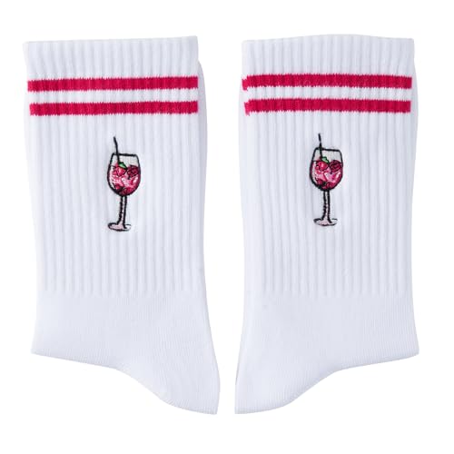 RF&CM bestickte WILDBERRY APERITIF Socken, Sportsocken, Tennissocken,Lillet-Socken,Geschenk für Lillet-Liebhaber, Geschenk für Freundin, Lillet-Liebhaber-Socken, Gfit zum Geburtstag