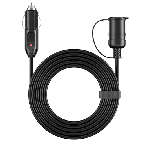 KFZ Verlängerungskabel 12V, 5M Zigarettenanzünder Verlängerungskabel,16AWG Kabel mit Sicherung für 12V/24V, Zigarettenanzünder Buchse Stecker für Camping Kühlbox auto