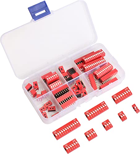 Zweireihiger Dip-Schalter Packung à 40pcs Rutschtyp Roter Kippschalter für Stromkreis, Breadboards und Arduino