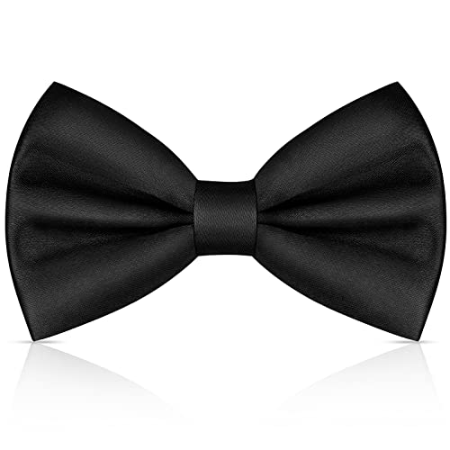 URAQT Fliege Herren, Klassische Einfarbig Fliegen für Männer, Schmale Smoking Fliege Schleife mit Haken, Einstellbar Bow Tie für Hochzeit Party(Schwarz)