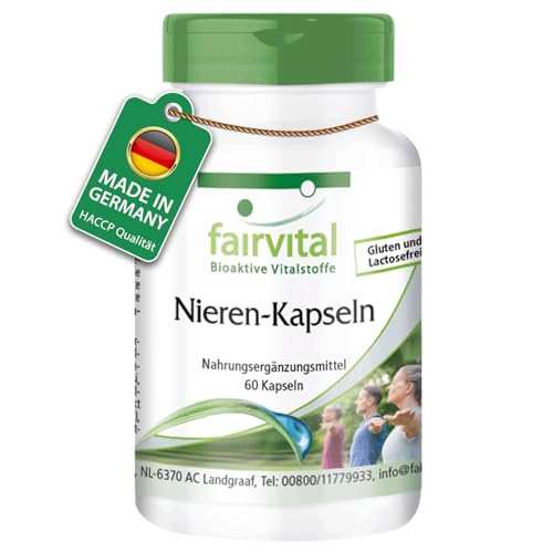 Fairvital | Nieren Kapseln - HOCHDOSIERT - VEGAN - 60 Kapseln - mit Cranberry, Bärentraube, Löwenzahn und mehr