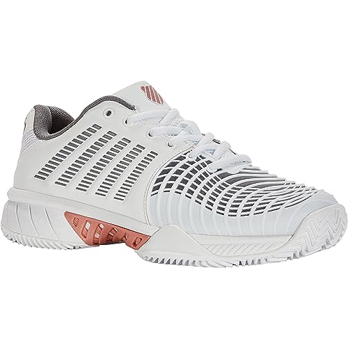 K-Swiss Performance Damen Express Light 3 HB Tennis Shoe, White/Black/Steel Gray/Rose Gold, 39.5 EU