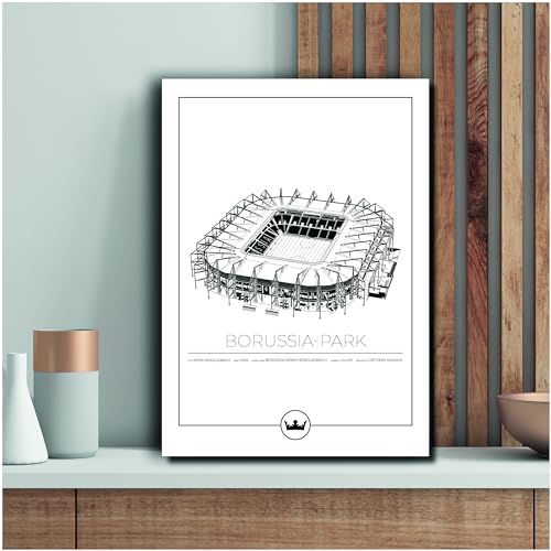 Sverigemotiv Fußballstadion - Wandkunstdruck - Fußballgeschenke für Jungen, Mädchen, Männer, Fans - Heimat der besten Bundesliga Fußballmannschaften (Borussia Mönchengladbach - Borussia Park, A4)