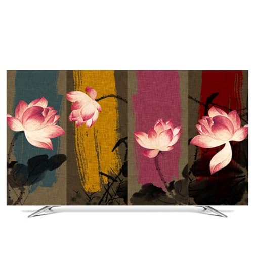 Tv-Abdeckung, Blumenmuster, Staubdicht, Tv-displayschutz Für LCD, Led, Innenbereich, Schlafzimmer, Wohnzimmer, Dekor, Fernseher-staubschutz(Size:70IN(W161xH96CM),Color:A)