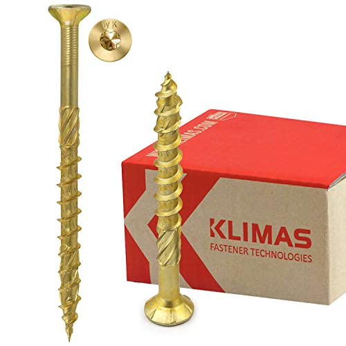 KLIMAS Holzschrauben Torx - Spanplattenschrauben Gelb - Senkkopfschrauben - Terrassenschrauben - Universalschrauben - Dachkonstruktion Schrauben Set - Holzschrauben 4x50 mm - 300 Stück