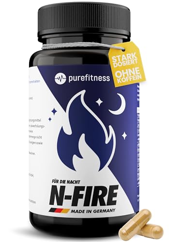 Purefitness N-FIRE für die Nacht I 100 stark dosierte Kapseln für den normalen Stoffwechsel* I mit Garcinia Cambogia Ashwagandha Lavendel Melisse I Für Frauen & Männer