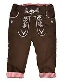 BONDI Baby-Trachten Laufhose gefüttert in Lederhose-Look Braun Trachtenmode für Babys & Kleinkinder, Gr. 92