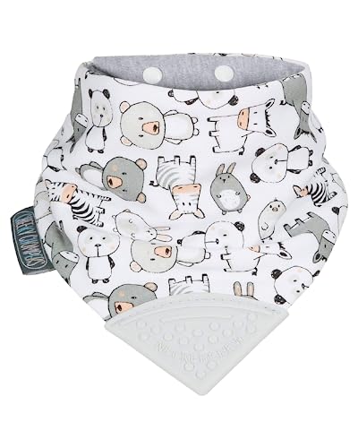 Cheeky Chompers Lätzchen für zahnende Babys und Kleinkinder - Bandana Lätzchen mit Beißring aus Silikon - Preisgekröntes Halstuch Design hygienisch + saugfähig + BPA frei (Panda Pals)