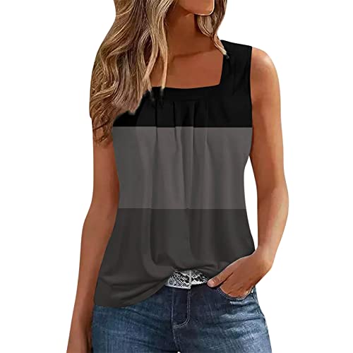 Ärmellose Tank-T-Shirts für Damen mit Rüschen und quadratischem Kragen Pulli Mit Weihnachtsmotiv Damen Ärmellose Weste Damenbluse Damen Sexy Damen glitzernde Träger Tops Bluse Damen Kurzarm