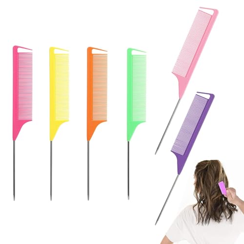 6 Pieces of Strähnenkamm,Friseursalon Mit Haarstylist Hochglanzkämme,6-Color Professionelle Antistatische Hochglanzkämme,Haarhighlightkamm,Männer Und Frauen Frisur Kämme Und Gefärbtes Haar Styling