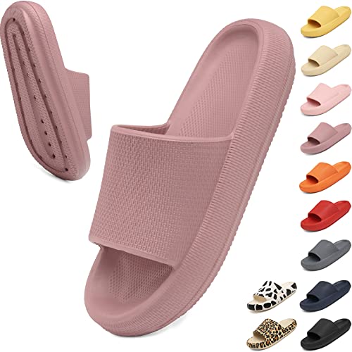 Geweo Hausschuhe Badeschuhe Herren Damen Pantoffeln Badeschlappen Super Weich Rutschfeste Unisex Strand Sandalen Indoor Slippers Dicke Sohle Duschsandale Badezimmer Fuchsia 37/38EU