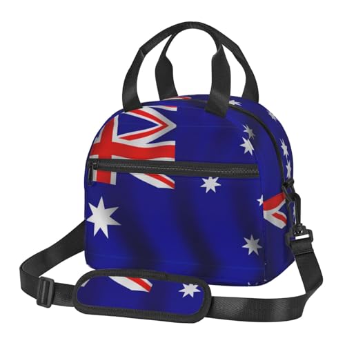 HGKHadc Isolierte Lunchtasche mit australischer Flagge, großes Fassungsvermögen, für Erwachsene, Studenten, Jungen, Mädchen, Reißverschlusstasche auf der Rückseite