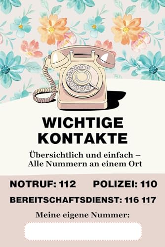 Telefonbuch für Senioren mit großer Schrift und großzügigen Feldern: zum Eintragen von Notfallnummern und wichtigen Kontakten | Perfektes Geschenk für Oma (Telefonbücher für Senioren)