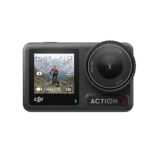 DJI Osmo Action 4 Essential-Combo – 4K/120fps wasserdichte Action-Kamera mit einem 1/1,3-Zoll-Sensor, atemberaubende Low-Light-Aufnahmen, 10-Bit- und D-Log M-Farbleistung, langlebiger 1.770 mAh-Akku