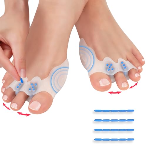 Tech Love Zehenspreizer 4Stk & 20Stk Stellstange Große Zehe Hallux Valgus Korrektur Hallux Valgus Verstellbare Gel Hallux Schiene zum Spreizen und Dehnen Silikon Zehentrenner Damen Herren