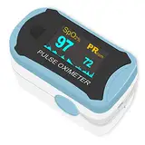 Easy@Home Pulsoximeter Oximeter Fingerpulsoximeter zur Messung der Sauerstoffsättigung (SpO2) Herzfrequenz PI Drehbares OLED-Display tragbarem Umhängeband Nylontasche - Blau