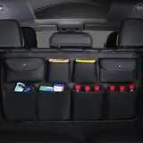 EQHCVCES Auto Kofferraum Organizer FüR Mazda Cx-5 Cx7 Cx8 Cx9 CX-4 CX-30 CX-50 CX-60 Cx90, Autotasche RüCksitz HäNgende Kofferraumtasche Mehrere Taschen Aufbewahrungstasche ZubehöR,Leather-Black