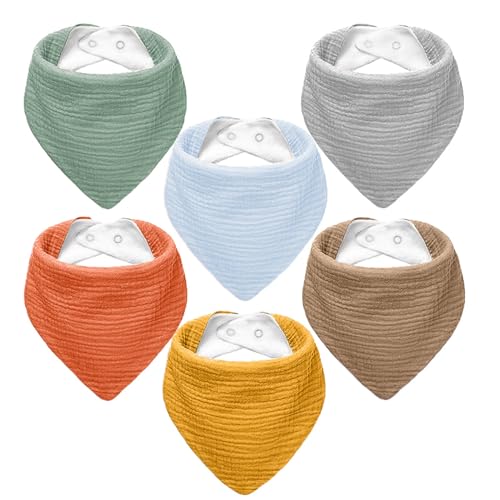 NISXABEBE Lätzchen Baby Dreieckstuch Musselin Halstuch Babies für Junge und Mädchen,Sabberlätzchen Baby Verstellbare 6 Stück