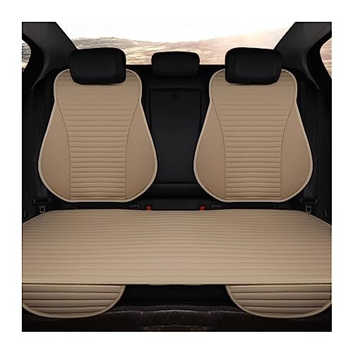 ASHILD Universal-Autositzkissen, Pu-Leder, rutschfest, für den Aufenthalt im Wasser des Fahrzeugs, leicht zu reinigen. Auto Sitzschoner(Beige,1 PCS Rear Seat Covers)