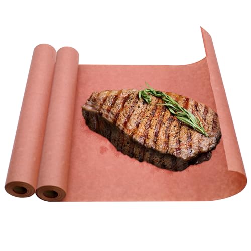 TETEWEVER 2 Rollen Metzgerpapier Pink - 30cm × 20m - Butcher Paper BBQ Kraftpapier für Grill Smoker Fisch Fleisch, Metzger Papier BBQ Zubehör (10M pro Rolle)